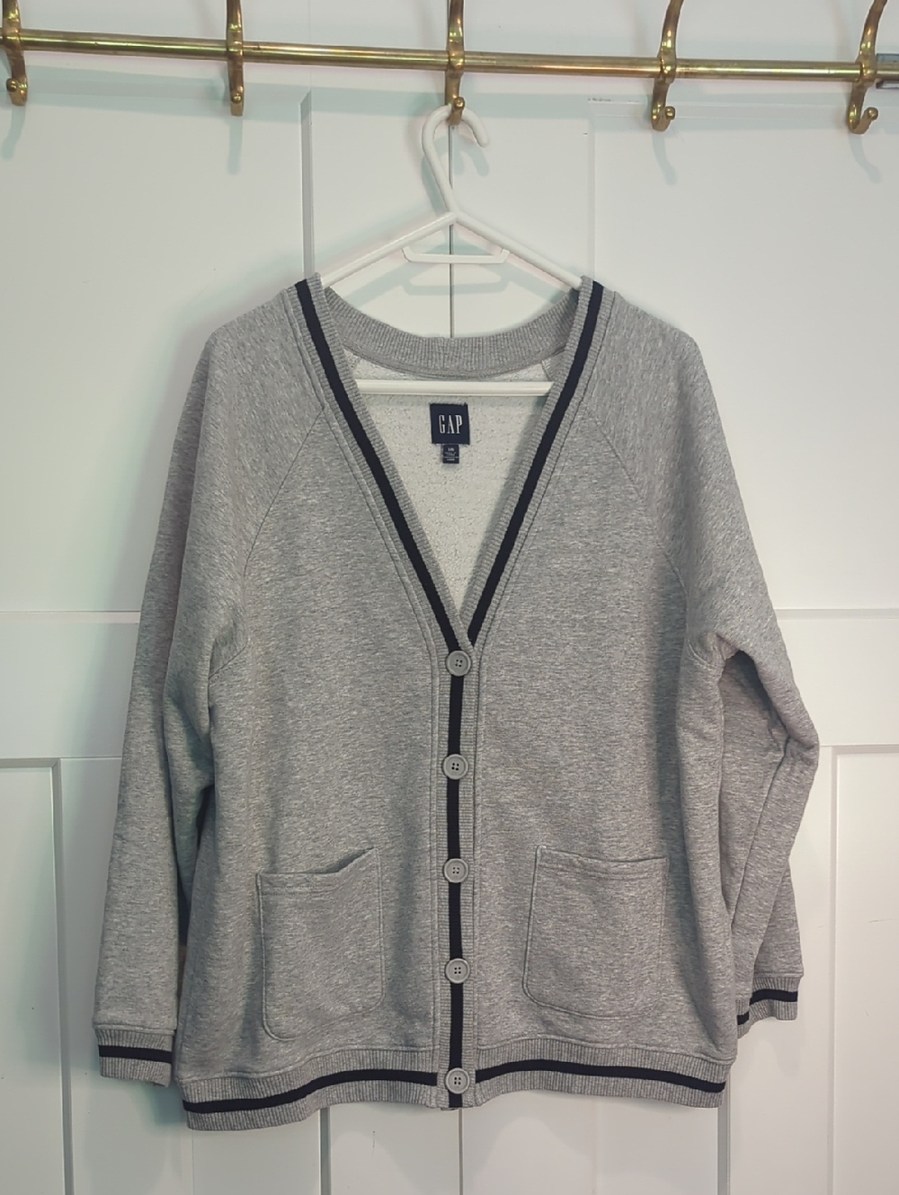 GAP Vintage Style Soft Oversized Varsity Cardigan Size L